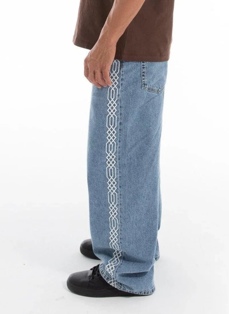 Men’s Embroidered Denim Jeans - Flashmob Nation