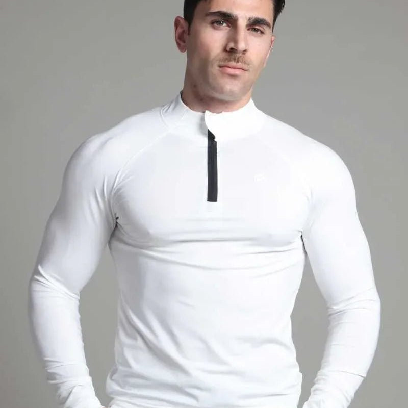 Men’s Muscle Fit Zip - Neck Performance Top - Flashmob Nation
