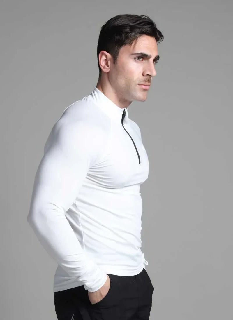 Men’s Muscle Fit Zip - Neck Performance Top - Flashmob Nation