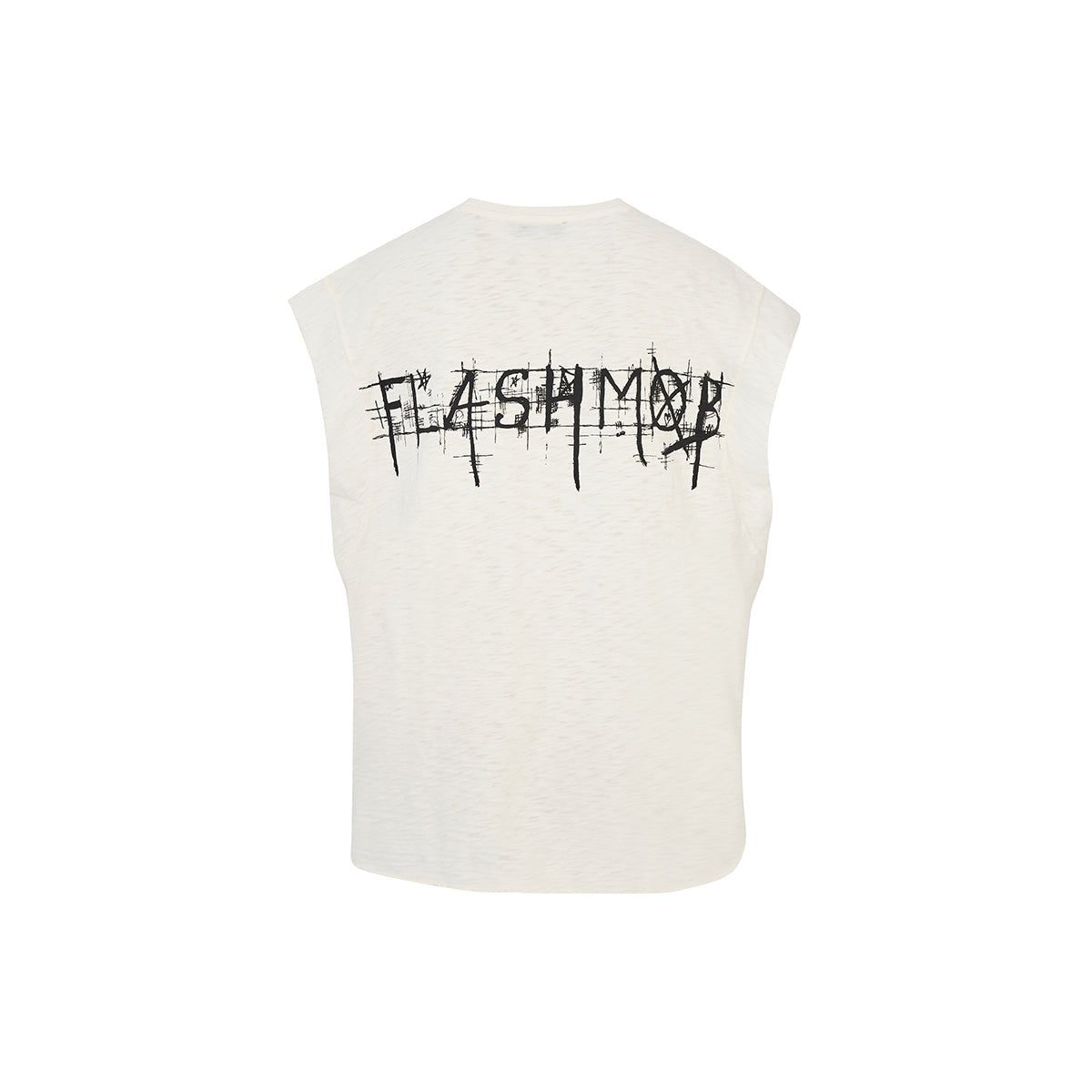 Men’s Sleeveless White Drop Shoulder Oversized T-Shirt - Flashmob Nation
