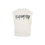 Men’s Sleeveless White Drop Shoulder Oversized T-Shirt - Flashmob Nation