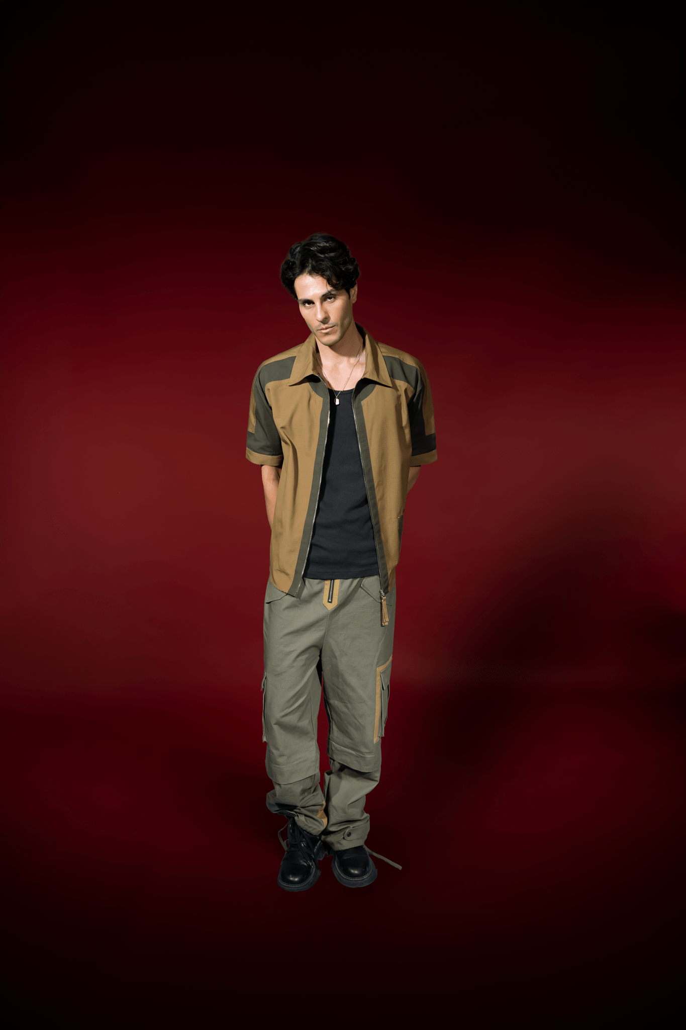 Men’s Two - Tone Tech Utility Zip Shirt - Flashmobnation - Flashmob Nation