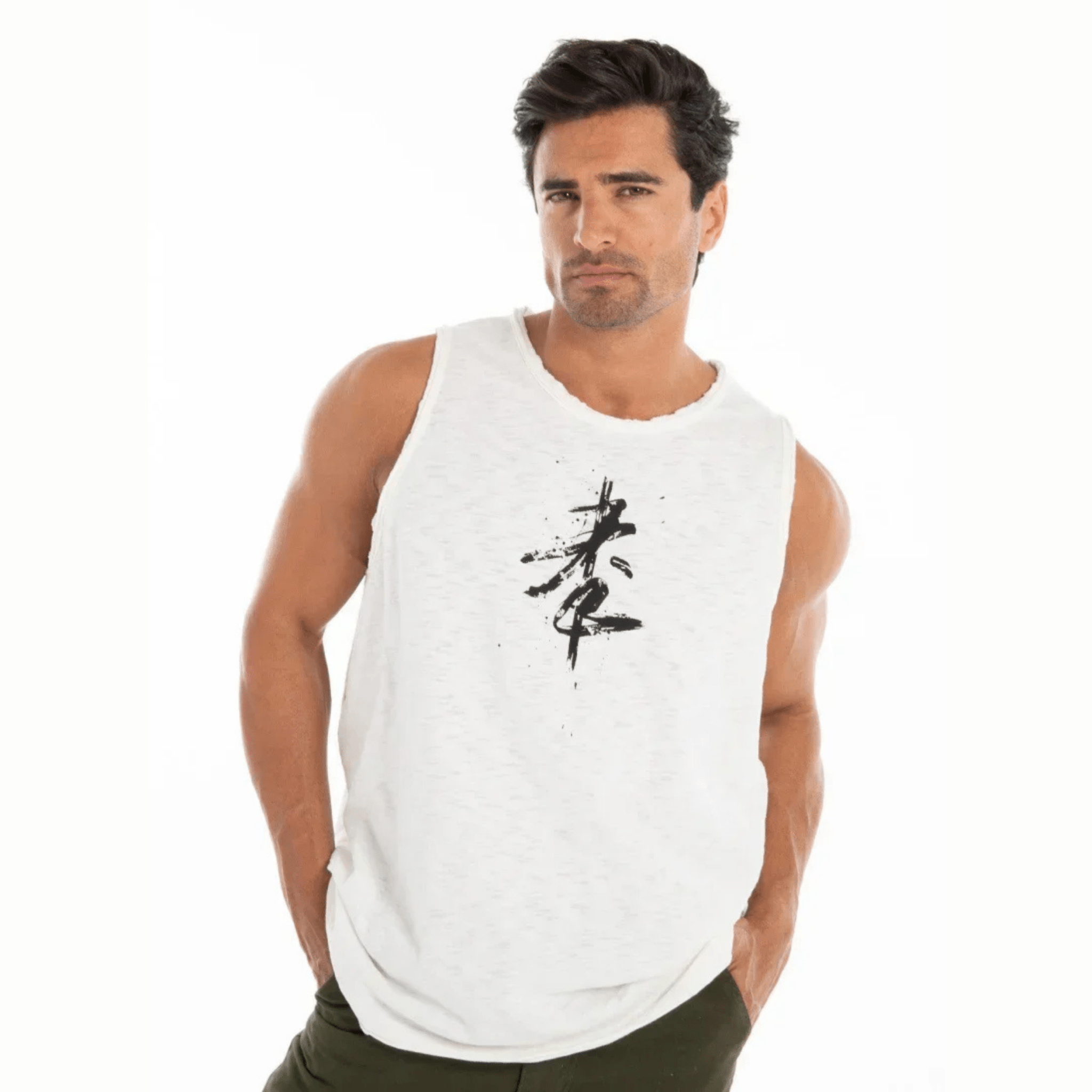 Men’s White Graphic Sleeveless Tank - Flashmob Nation