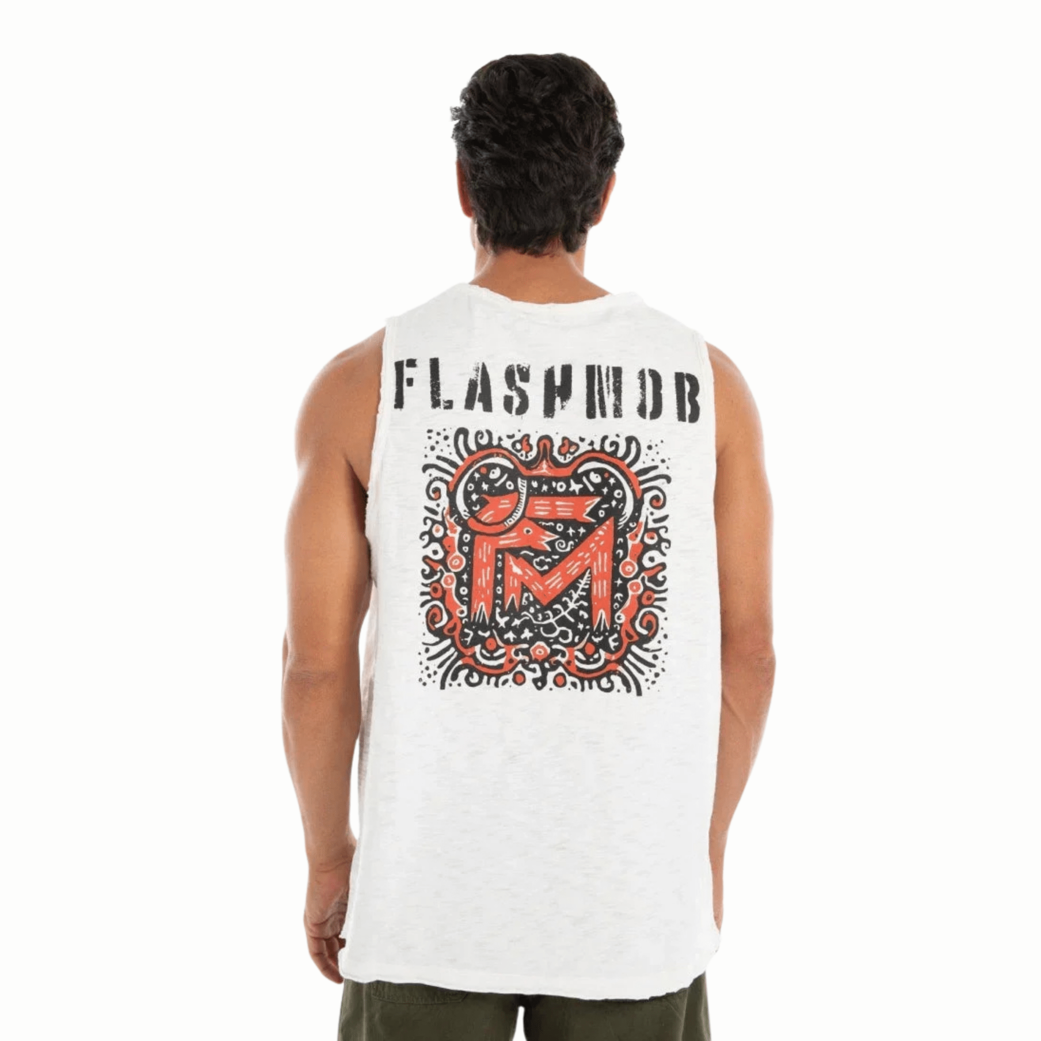Men’s White Graphic Sleeveless Tank - Flashmob Nation