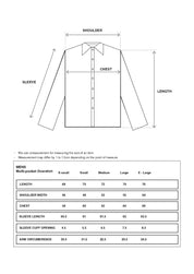 Technical size chart and fit guide for Multi - pocket Overshirt - White Onyx