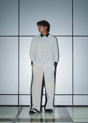 Men's streetwear look featuring the multicolor patch poplin shirt in Dubai.