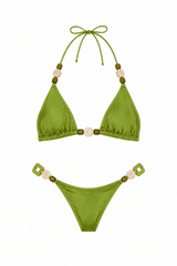 Olive Green Beaded Triangle Set
