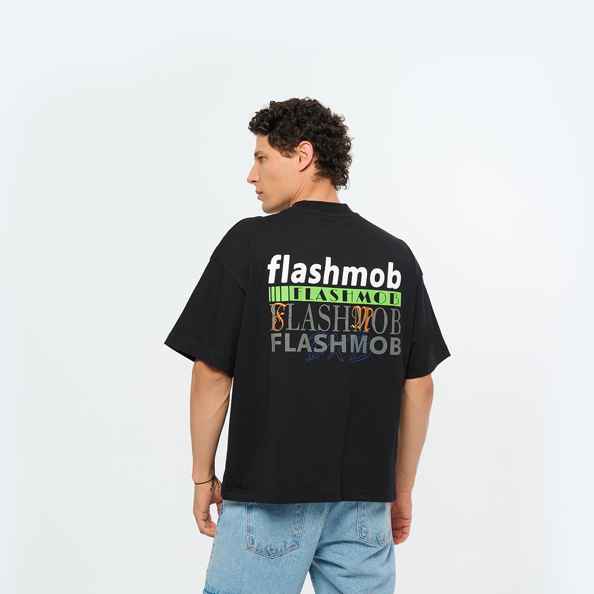 Oversized Graphic Text T-Shirt - Flashmob Nation