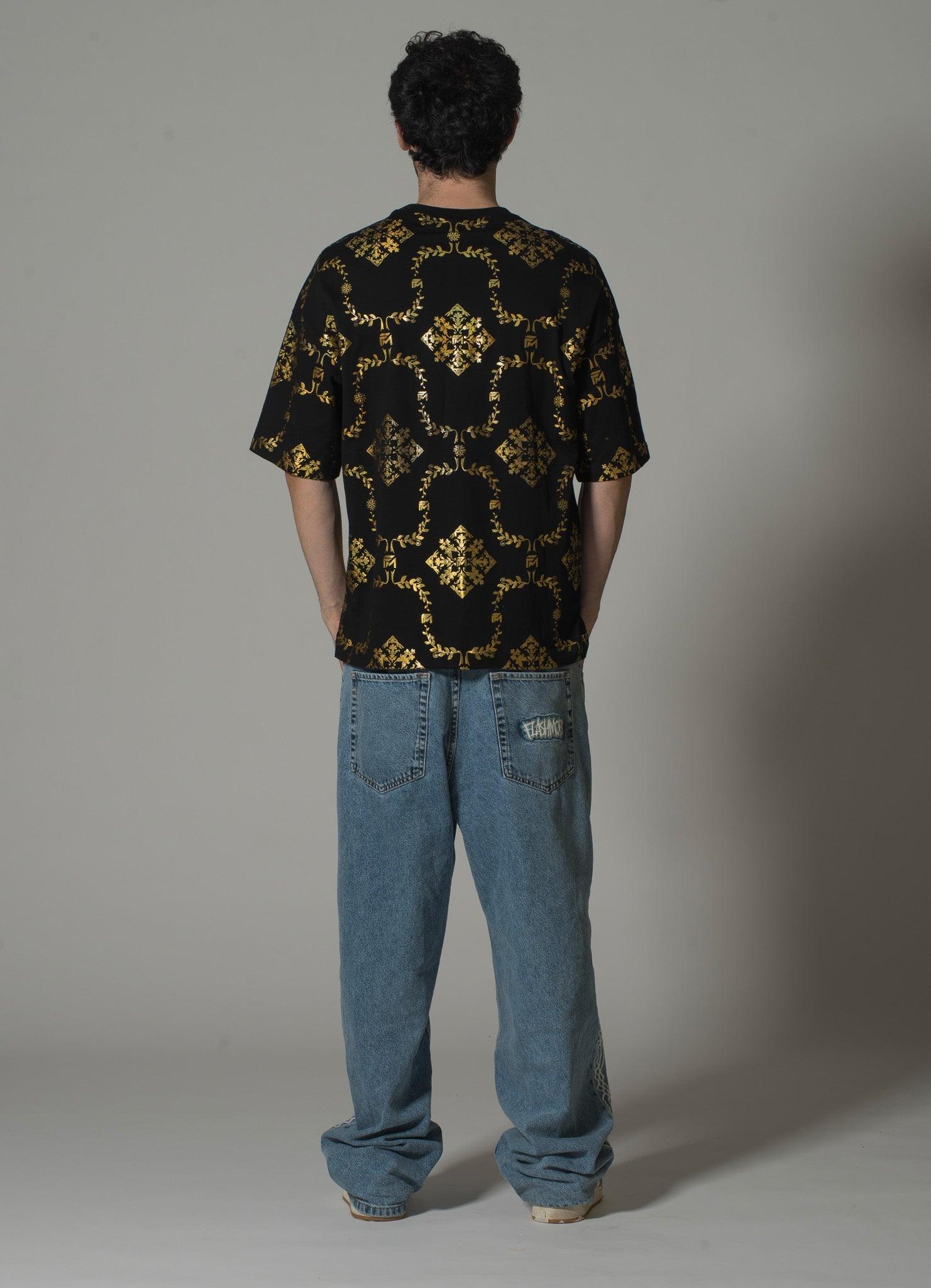 Men’s Black & Gold Reflective T-Shirt – Flashmob Nation - Flashmob Nation