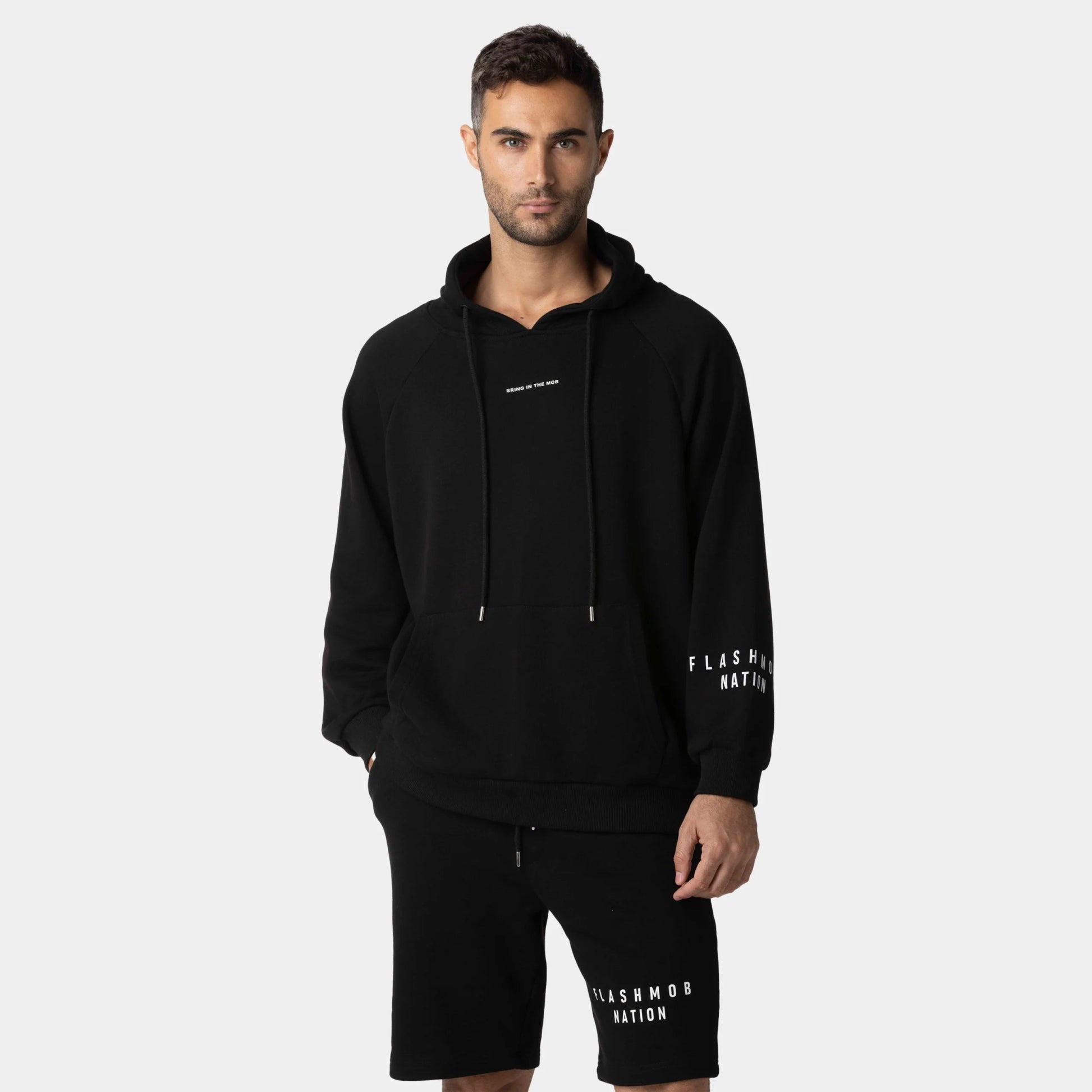 Printed Black Casual Hoodie - Flashmob Nation