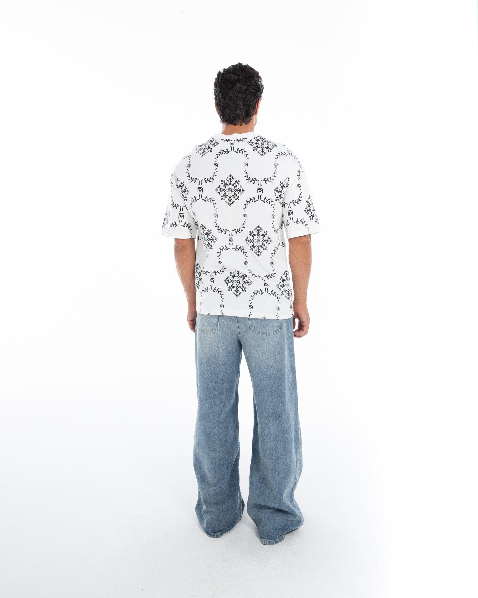 Printed White and Black Reflective T-Shirt - Flashmob Nation