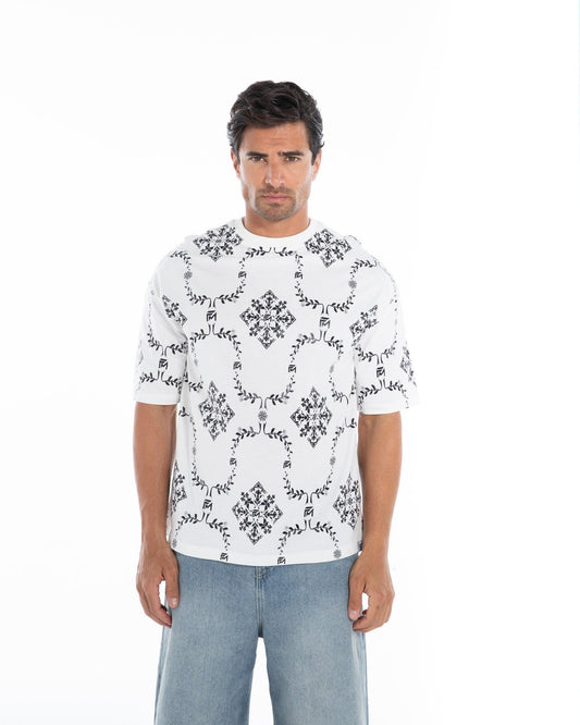 Printed White and Black Reflective T-Shirt - Flashmob Nation