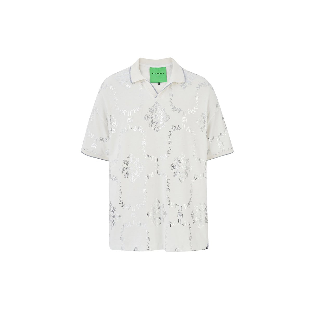 Printed White and Silver Reflective Collared Shirt – FM Streetwear - Flashmob Nation