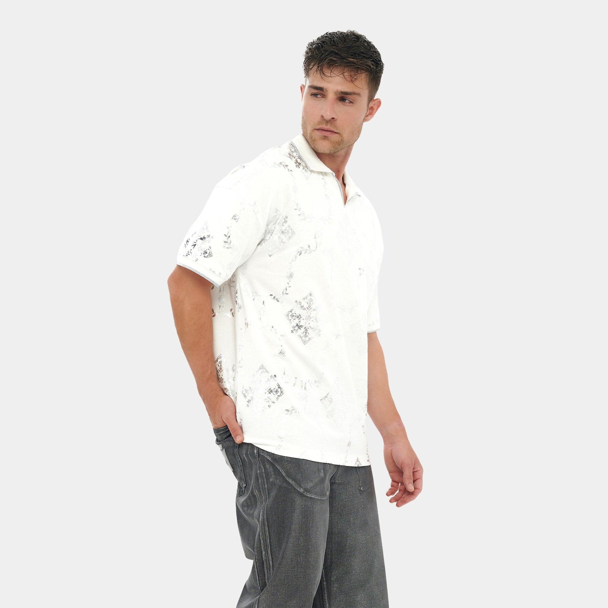 Printed White and Silver Reflective T-Shirt - Flashmob Nation