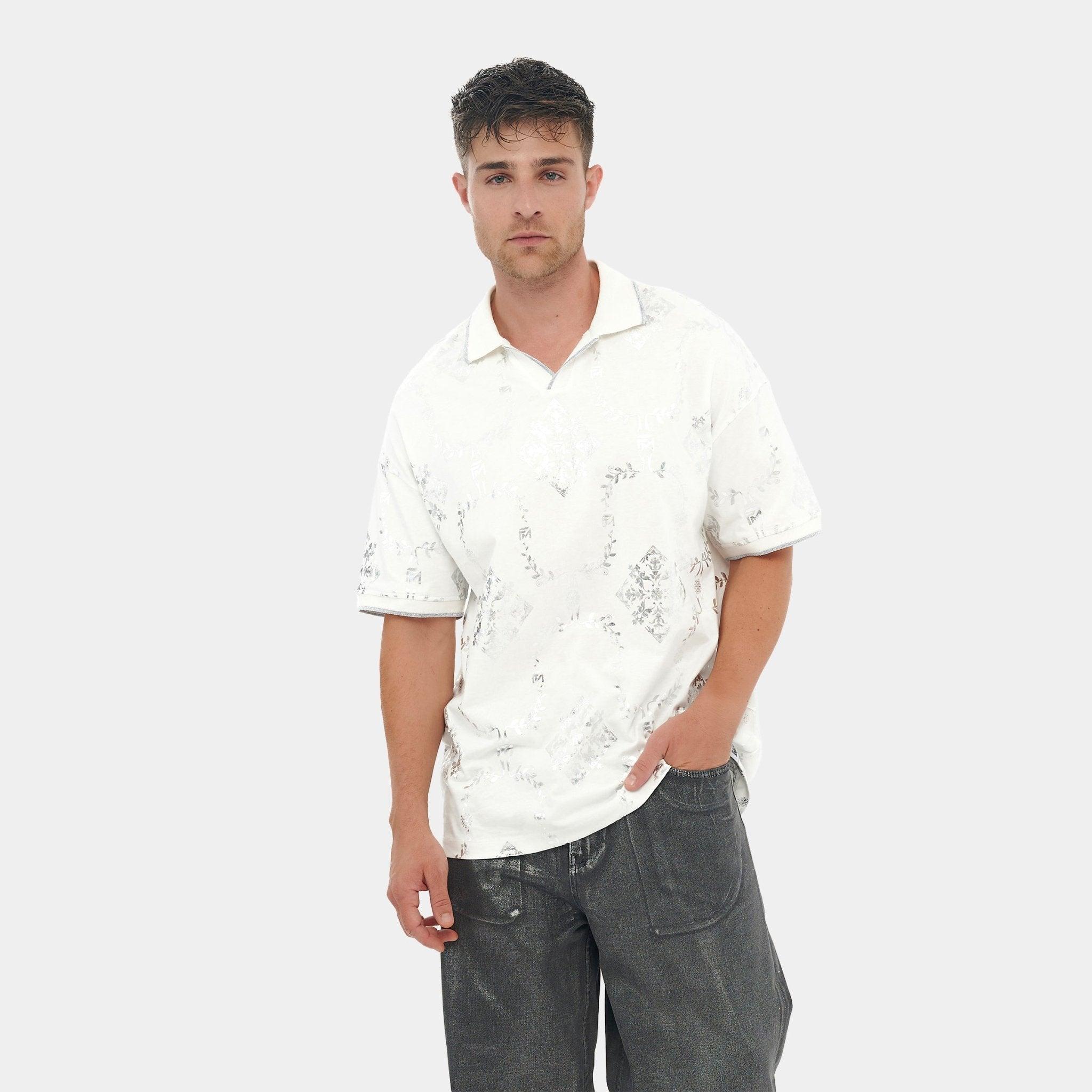 Printed White and Silver Reflective T-Shirt - Flashmob Nation