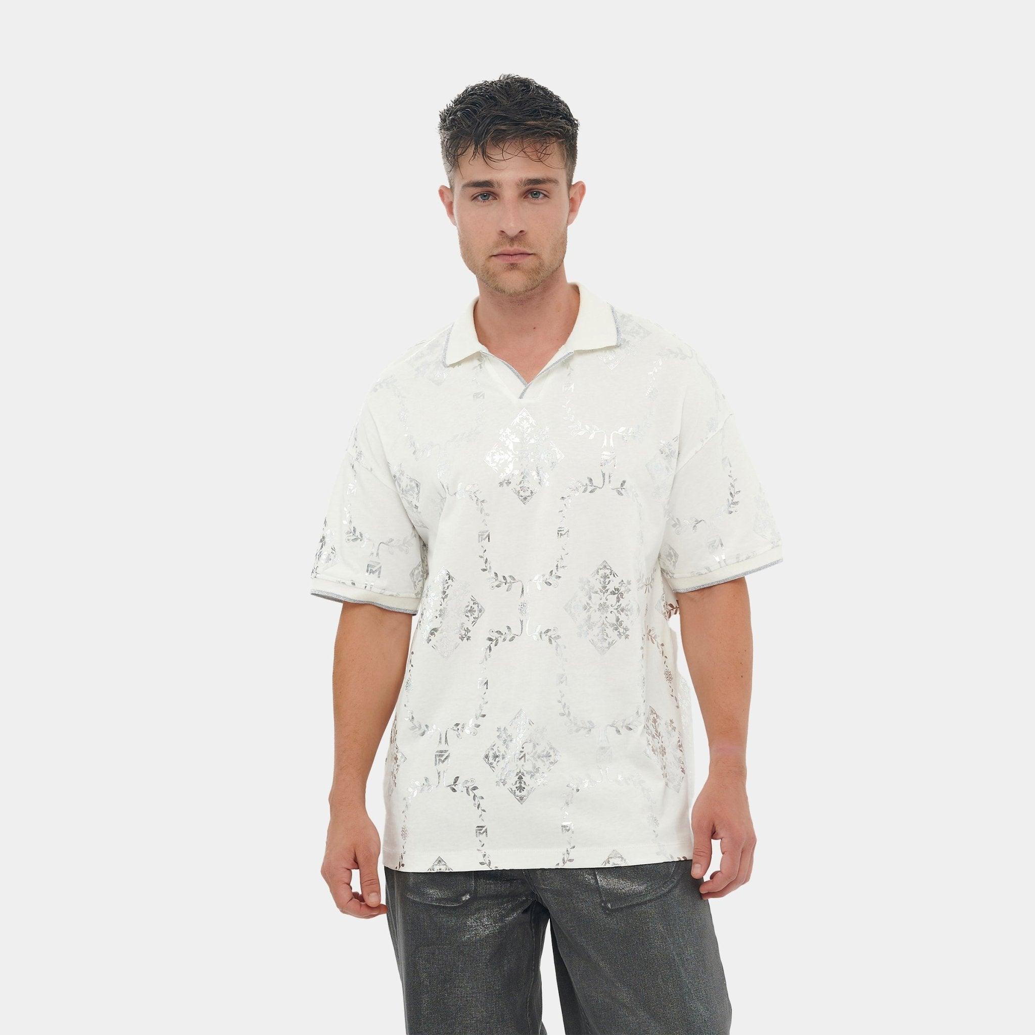 Printed White and Silver Reflective T-Shirt - Flashmob Nation
