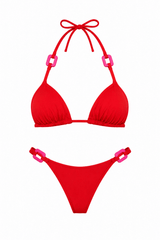 Red Triangle Set with Contrast Buckle