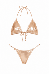 Rose Gold Metallic Triangle Set with Pearl Chain