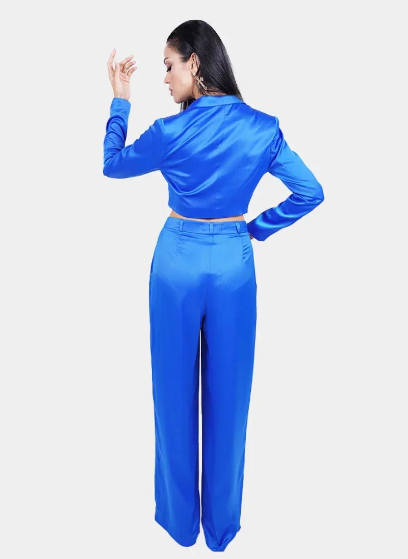 Royal Blue Satin Co - ord Set for Women - Flashmob Nation