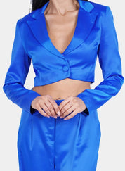 Royal Blue Satin Co - ord Set for Women - Flashmob Nation