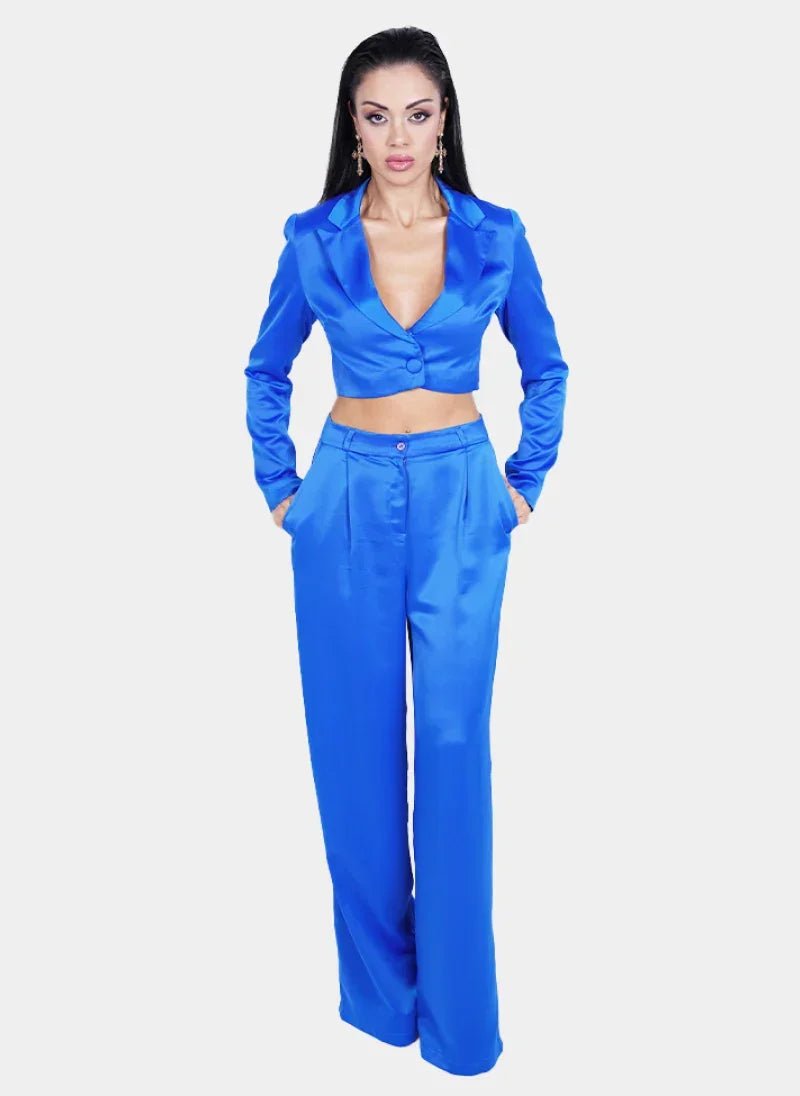 Royal Blue Satin Co - ord Set for Women - Flashmob Nation