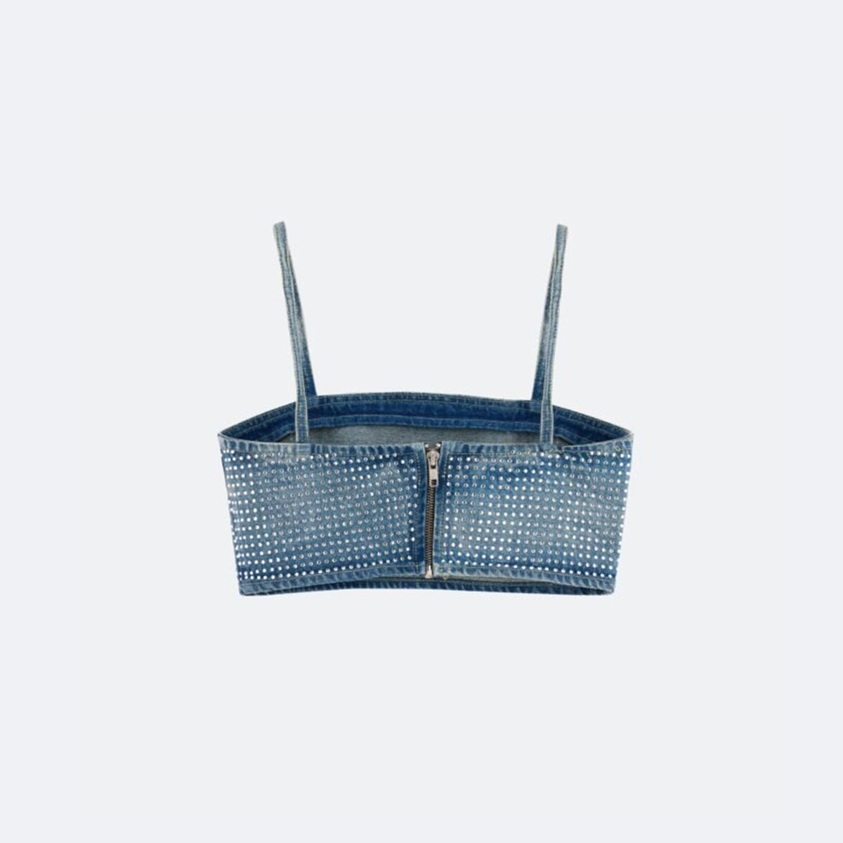 Studded Crop Set Denim - Women's Edgy Streetwear - Flashmob Nation