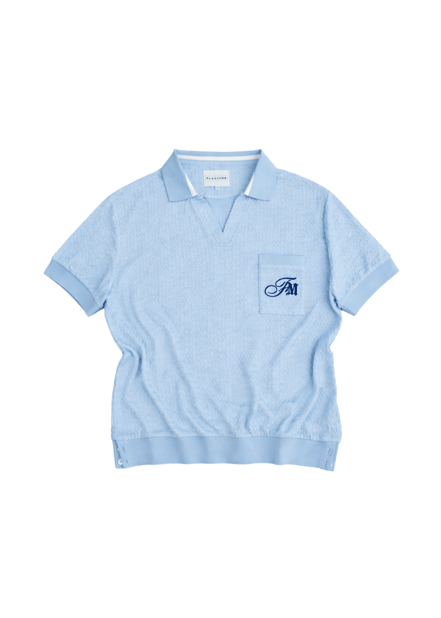 Textured Knit Polo Shirt - Blue - Flashmob Nation