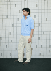 Textured Knit Polo Shirt - Blue - Flashmob Nation