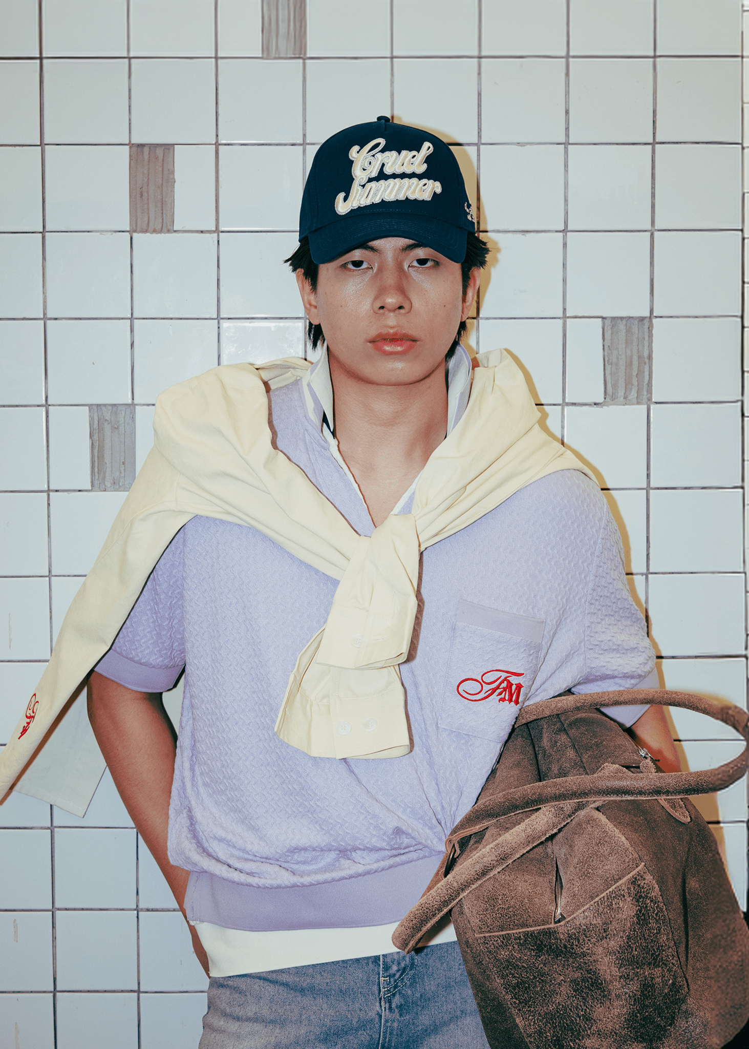 Textured knit polo shirt - Lavender - Flashmob Nation