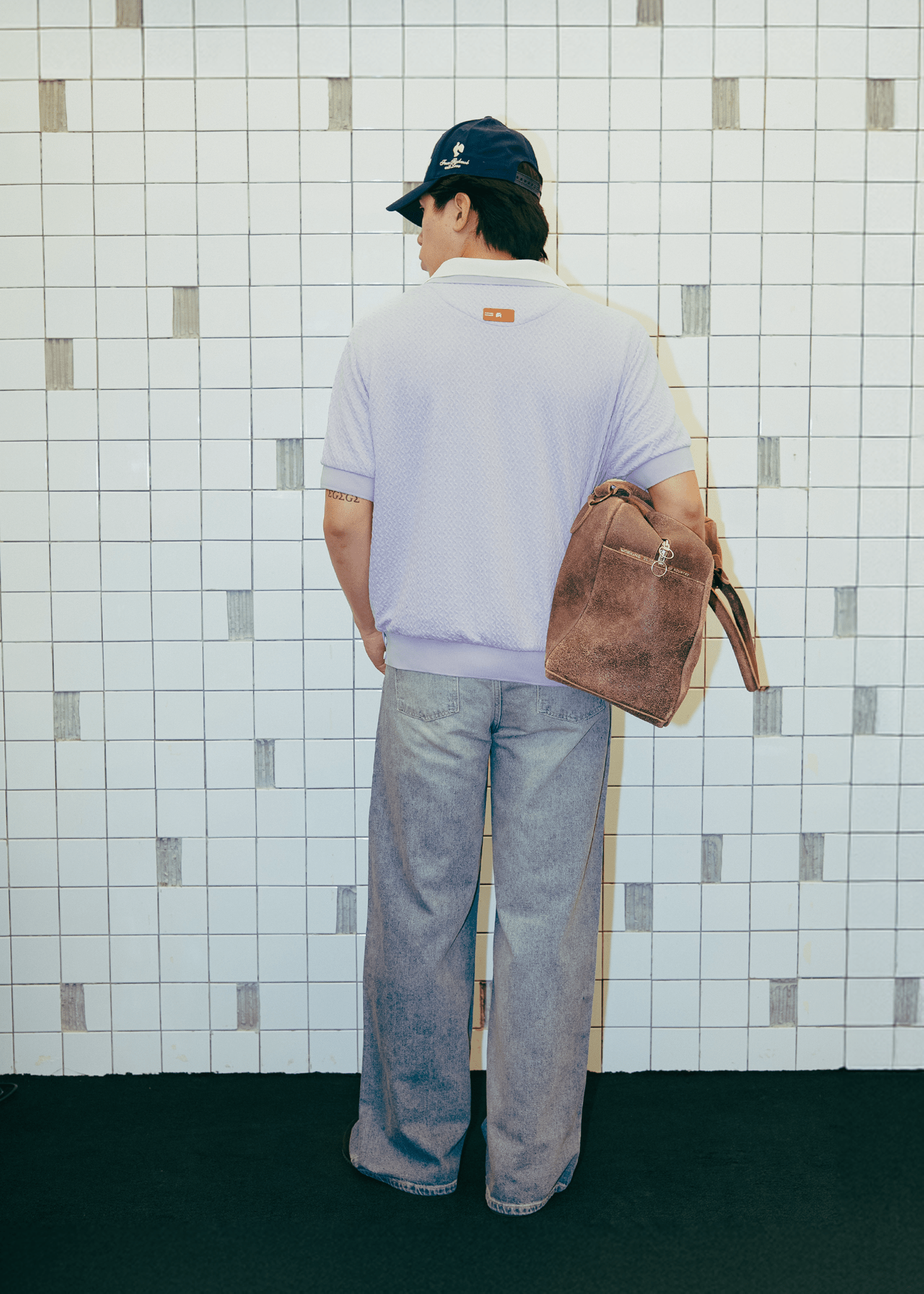 Textured knit polo shirt - Lavender - Flashmob Nation