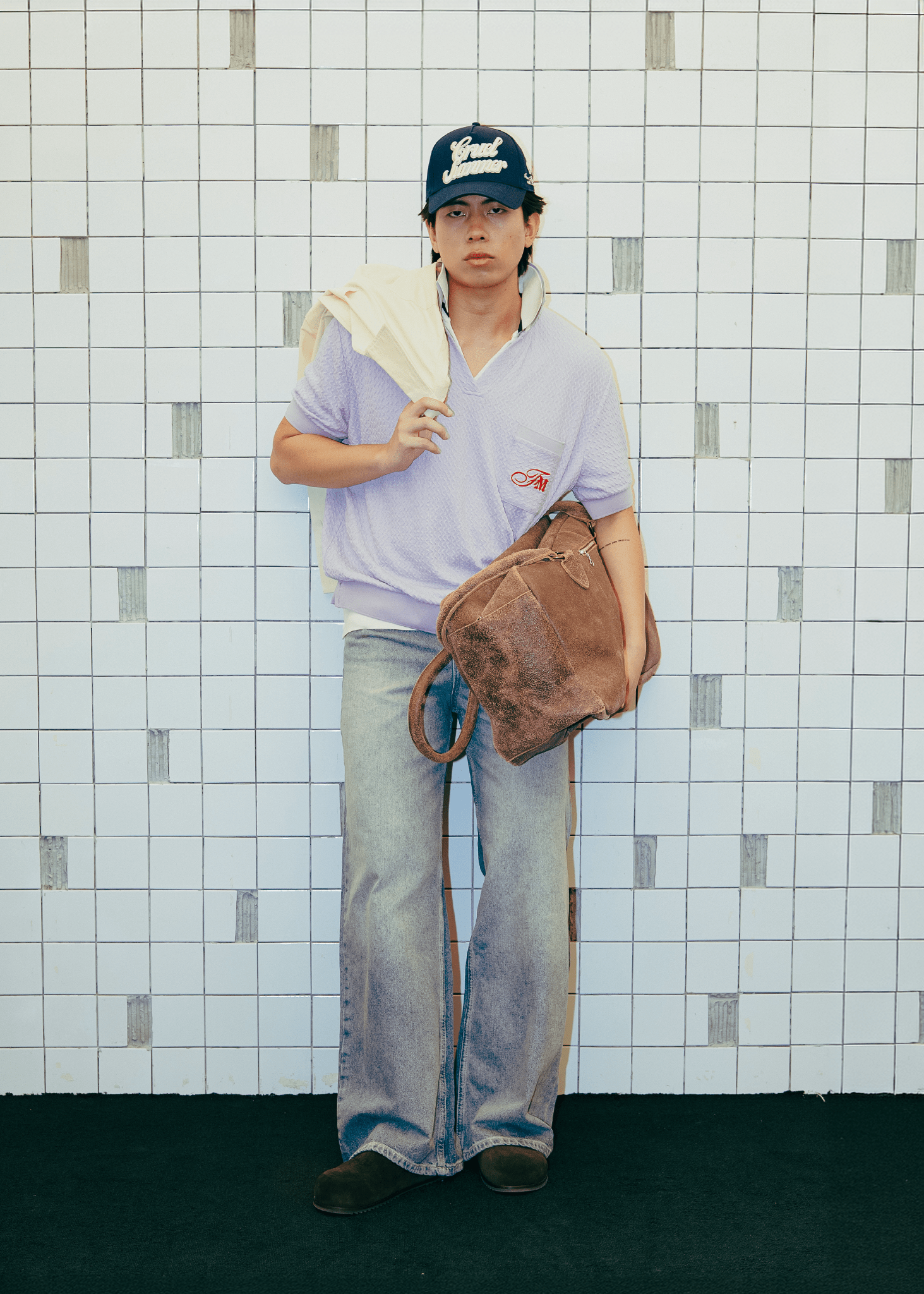 Textured knit polo shirt - Lavender - Flashmob Nation