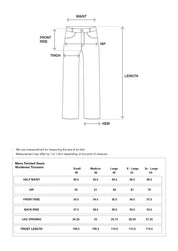 Technical size chart and fit guide for Twisted Workwear Trousers – White Onyx