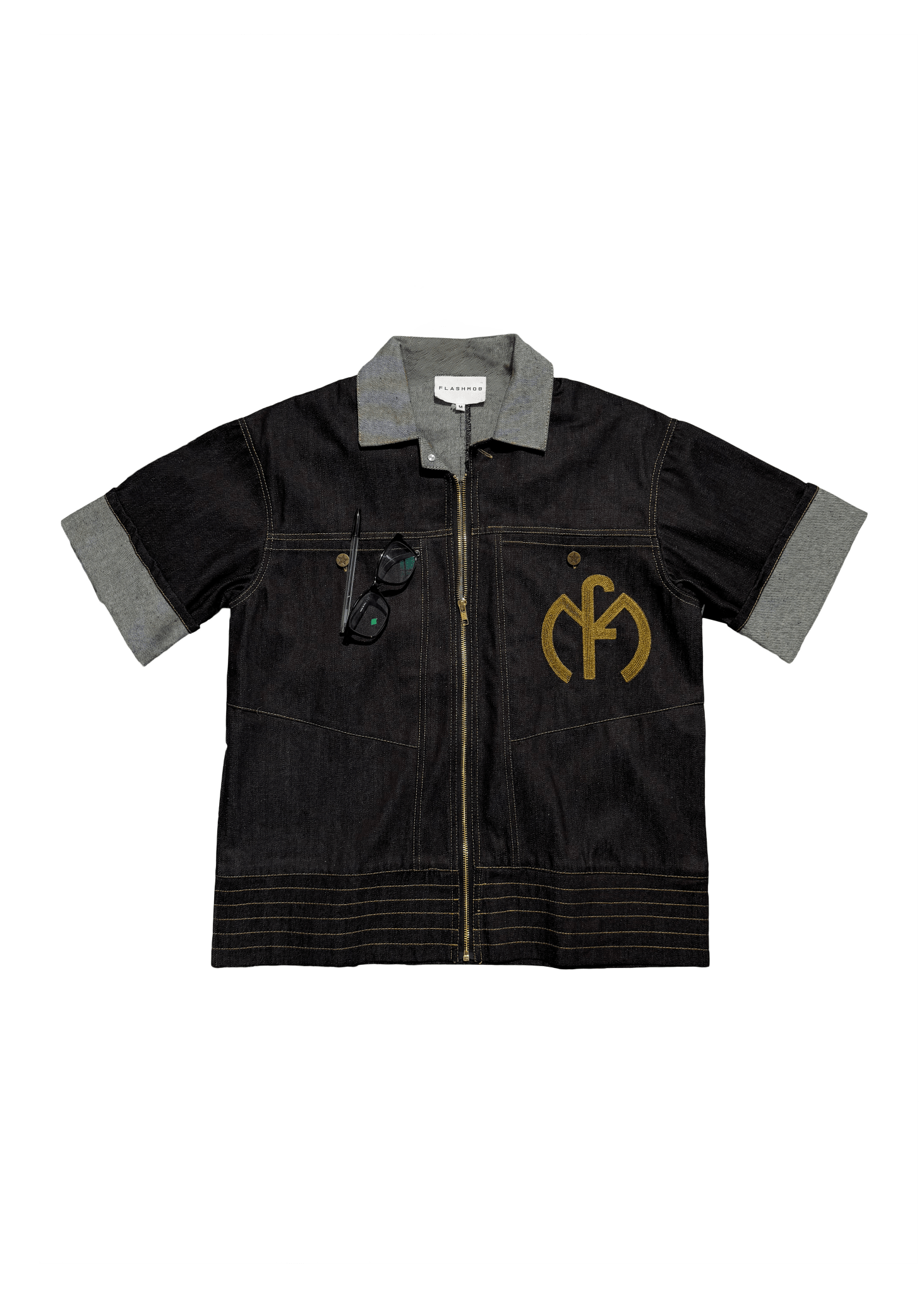 Wesley Denim Short - Sleeve Overshirt – Dark Navy - Flashmob Nation