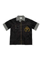 Wesley Denim Short- Sleeve Overshirt regular fit – Front view flat lay