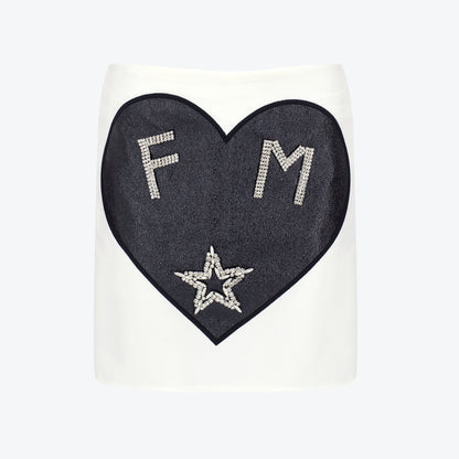 White Heart Skirt With Diamonds - Flashmob Nation