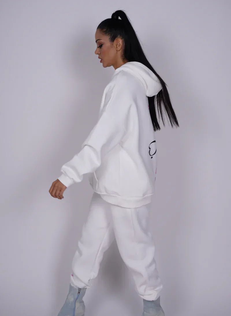 White Oversized Hoodie and Jogger Set – FM Signature Streetwear - Flashmob Nation
