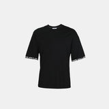 تيشيرت أسود واسع بطبعة أجنحة