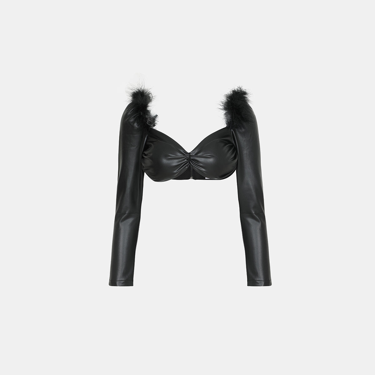 Women’s Black Faux Leather Feather Crop Top – FM Statement Streetwear - Flashmob Nation