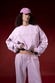 Women’s Pink Logo Panel Sweater - Flashmob Nation