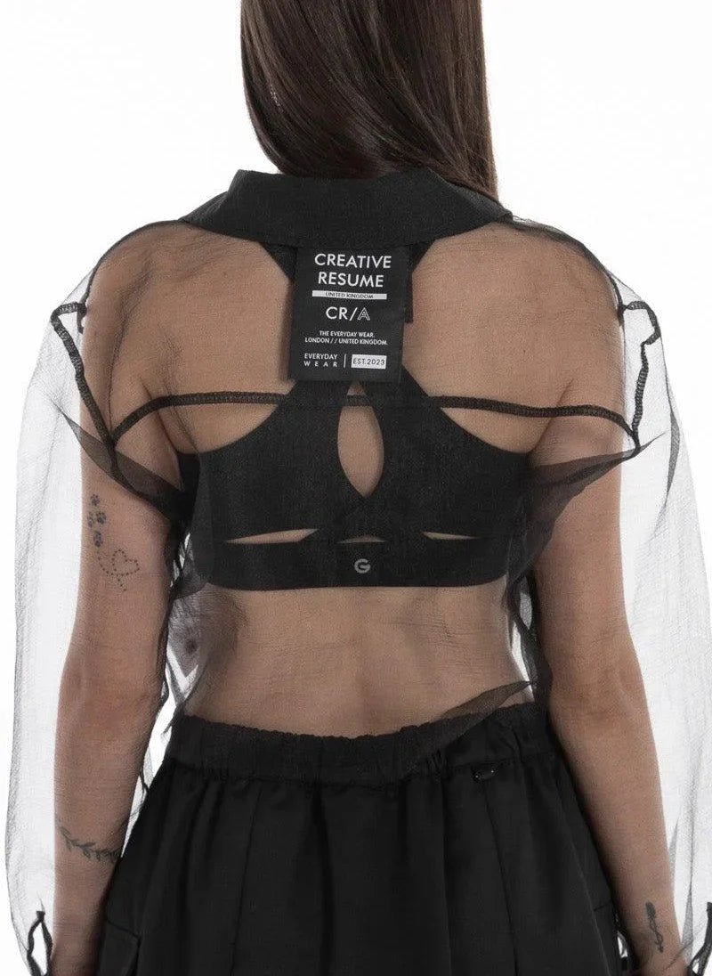 Women’s Sheer Black Crop Shirt - Flashmob Nation