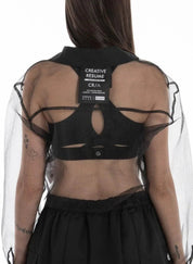 Women’s Sheer Black Crop Shirt - Flashmob Nation