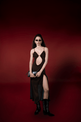 Sheer Lace Cut-Out Maxi Dress