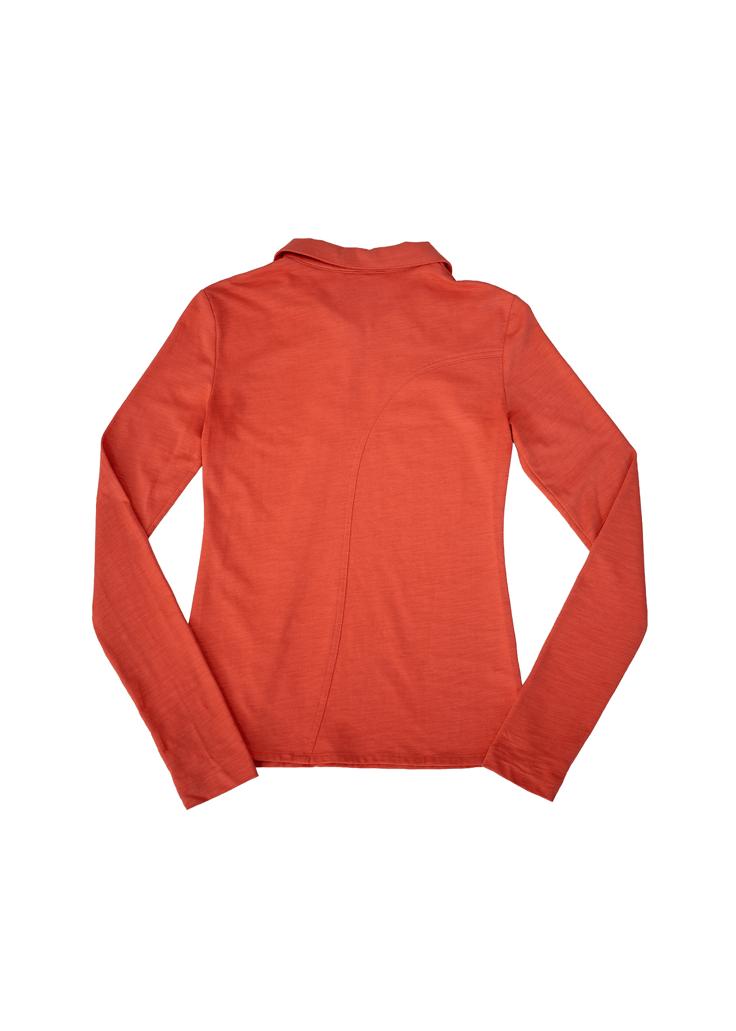 Back view of the Burnt Sienna slim-fit polo showing structured knit